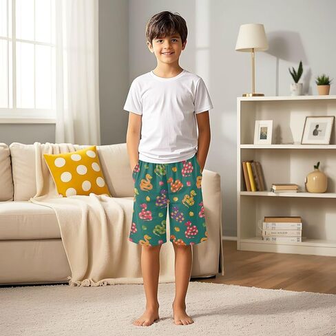 Lounge Pajama Shorts Sleep Pants Summer Soft PJ Bottoms 6-14 Years Colorful Snakes Flowers, in Saudi Arabia