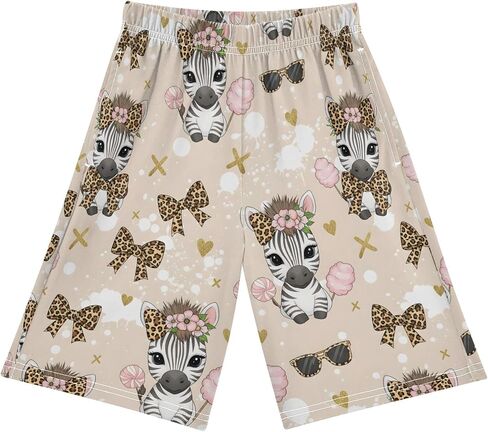 Lounge Pajama Shorts Sleep Pants Summer Soft PJ Bottoms 6-14 Years Cute Zebra Bow Candy, in Kuwait