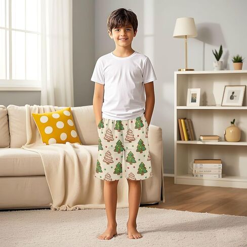 Lounge Pajama Shorts Sleep Pants Summer Soft PJ Bottoms 6-14 Years Christmas Tree Cookie, in Saudi Arabia