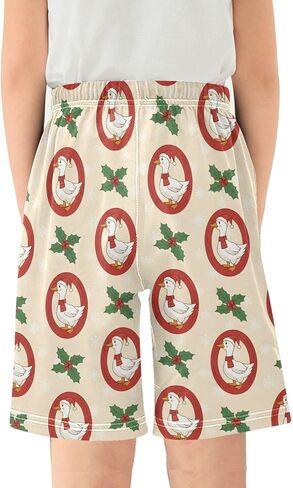 Lounge Pajama Shorts Sleep Pants Summer Soft PJ Bottoms 6-14 Years Duck Christmas Holly Snowflake, in Saudi Arabia