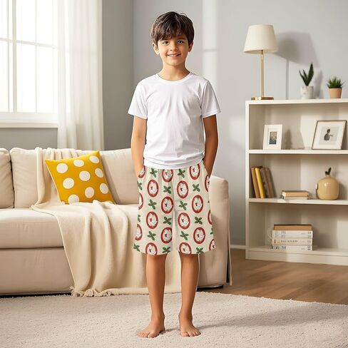 Lounge Pajama Shorts Sleep Pants Summer Soft PJ Bottoms 6-14 Years Duck Christmas Holly Snowflake, in Saudi Arabia