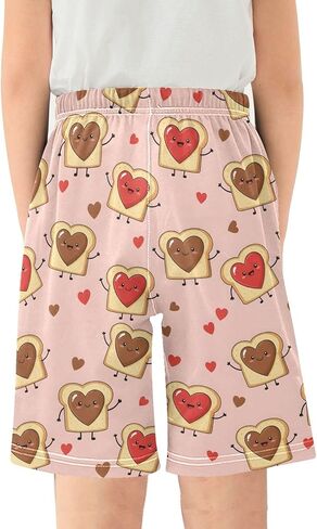 Lounge Pajama Shorts Sleep Pants Summer Soft PJ Bottoms 6-14 Years Heart Toast Characters, in Saudi Arabia