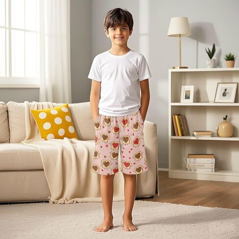 Lounge Pajama Shorts Sleep Pants Summer Soft PJ Bottoms 6-14 Years Heart Toast Characters, in Saudi Arabia