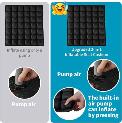 Inflatable Seat Cushion for Airplane: Coccyx Pressure Relief Sitting Cushion with 42 Interconnected Air Cells - Ergonomic Comfort Buttock Supports 380 lb for Travel/Wheel Chair/Car/Office/Stadium in Saudi Arabia