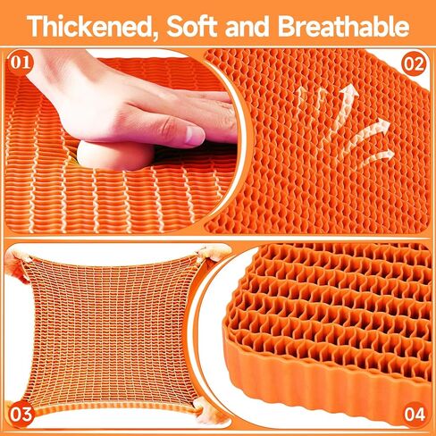 Innovative Gel Seat Cushion for Long Sitting, Large and Thick, Seat Cushion for Back, Sciatica, Tailbone, Hip Pain Relief, Used for Office, Wheelchair, Car, Recliner, Truck, Stadium, Trip.(Orange) in Saudi Arabia