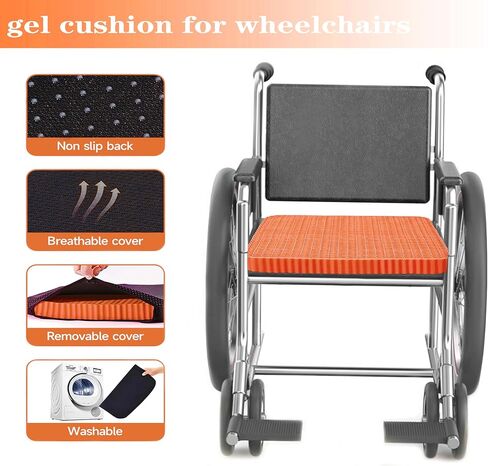 Innovative Gel Seat Cushion for Long Sitting, Large and Thick, Seat Cushion for Back, Sciatica, Tailbone, Hip Pain Relief, Used for Office, Wheelchair, Car, Recliner, Truck, Stadium, Trip.(Orange) in Saudi Arabia