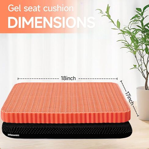 Innovative Gel Seat Cushion for Long Sitting, Large and Thick, Seat Cushion for Back, Sciatica, Tailbone, Hip Pain Relief, Used for Office, Wheelchair, Car, Recliner, Truck, Stadium, Trip.(Orange) in Saudi Arabia