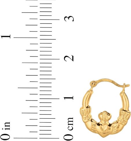 Floreo 10k Yellow Gold 15mm Claddagh Hoop Earrings in Saudi Arabia