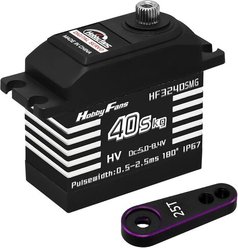 Hobby Fans RC Digital Servo, IP68 Waterproof 40KG Metal Gear Servo High Torque Servo with 25T Servo Horn for 1/12 1/10 1/8 RC Car RC Crawler Robot Boat in Kuwait