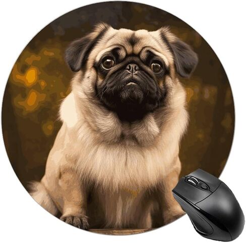حصيرة ماوس مستديرة من Pug Dog مقاس 7.8 × 7.8 بوصة، لوحة ماوس ذات ملمس ممتاز مع قاعدة مطاطية مضادة للانزلاق، لوحة ماوس مكتبية مرحة للاستخدام المكتبي والمنزلي in Saudi Arabia