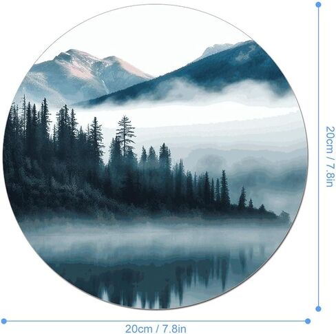 Foggy Mountains Landscape Round Mouse Mat 7.8 X 7.8 Inch Premium-Textured Mouse Pad with Non-Slip Rubber Base Funny Desk Mousepad for Office and Home Use in Saudi Arabia