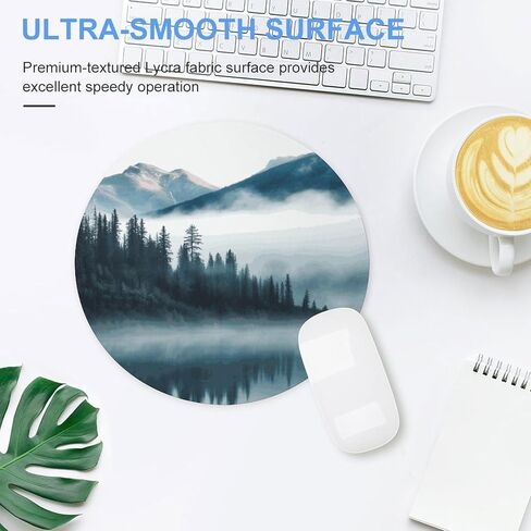 Foggy Mountains Landscape Round Mouse Mat 7.8 X 7.8 Inch Premium-Textured Mouse Pad with Non-Slip Rubber Base Funny Desk Mousepad for Office and Home Use in Saudi Arabia