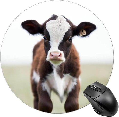 Cow Round Mouse Mat 7.8 X 7.8 Inch Premium-Textured Mouse Pad with Non-Slip Rubber Base Funny Desk Mousepad for Office and Home Use in Saudi Arabia