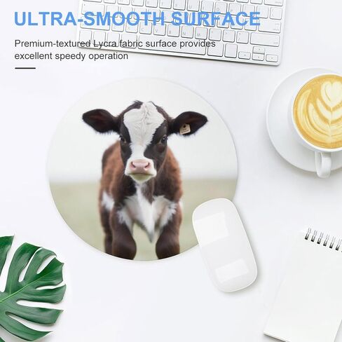Cow Round Mouse Mat 7.8 X 7.8 Inch Premium-Textured Mouse Pad with Non-Slip Rubber Base Funny Desk Mousepad for Office and Home Use in Saudi Arabia