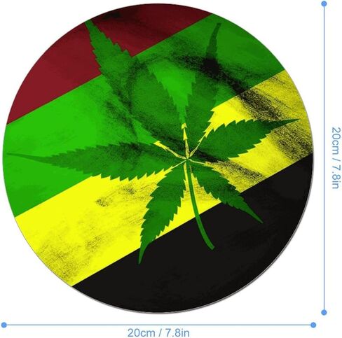 Jamaica Flag Leaves Round Mouse Mat 7.8 X 7.8 Inch Premium-Textured Mouse Pad with Non-Slip Rubber Base Funny Desk Mousepad for Office and Home Use in Saudi Arabia