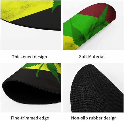 Jamaica Flag Leaves Round Mouse Mat 7.8 X 7.8 Inch Premium-Textured Mouse Pad with Non-Slip Rubber Base Funny Desk Mousepad for Office and Home Use in Saudi Arabia