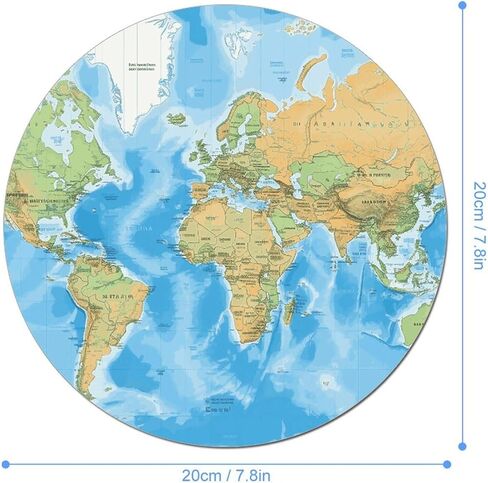 World Map Round Mouse Mat 7.8 X 7.8 Inch Premium-Textured Mouse Pad with Non-Slip Rubber Base Funny Desk Mousepad for Office and Home Use in Saudi Arabia