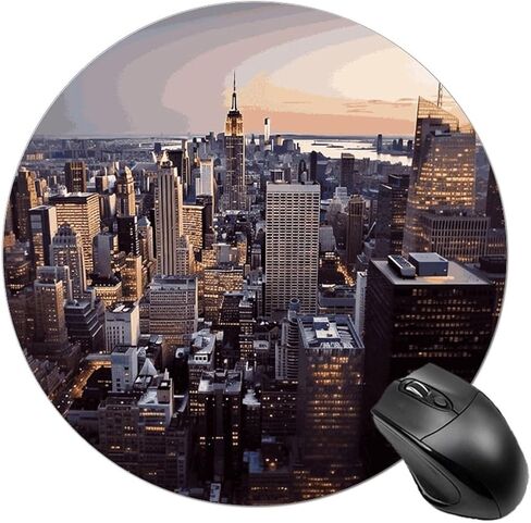 New York City Round Mouse Mat 7.8 X 7.8 Inch Premium-Textured Mouse Pad with Non-Slip Rubber Base Funny Desk Mousepad for Office and Home Use in Saudi Arabia