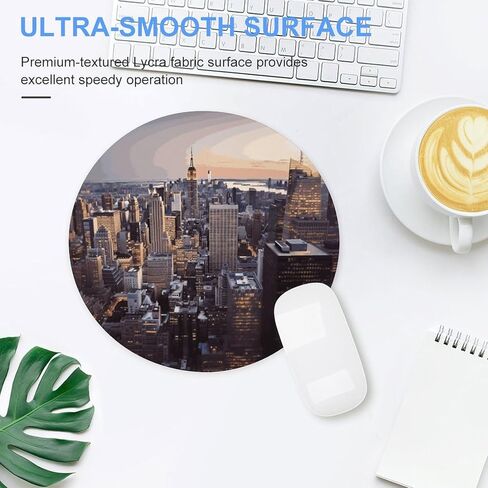New York City Round Mouse Mat 7.8 X 7.8 Inch Premium-Textured Mouse Pad with Non-Slip Rubber Base Funny Desk Mousepad for Office and Home Use in Saudi Arabia