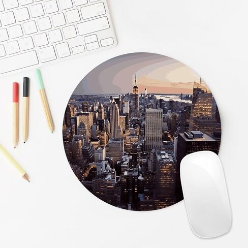 New York City Round Mouse Mat 7.8 X 7.8 Inch Premium-Textured Mouse Pad with Non-Slip Rubber Base Funny Desk Mousepad for Office and Home Use in Saudi Arabia
