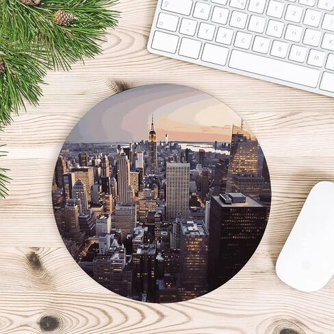 New York City Round Mouse Mat 7.8 X 7.8 Inch Premium-Textured Mouse Pad with Non-Slip Rubber Base Funny Desk Mousepad for Office and Home Use in Saudi Arabia