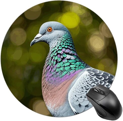 Grey Pigeon Round Mouse Mat 7.8 X 7.8 Inch Premium-Textured Mouse Pad with Non-Slip Rubber Base Funny Desk Mousepad for Office and Home Use in Saudi Arabia