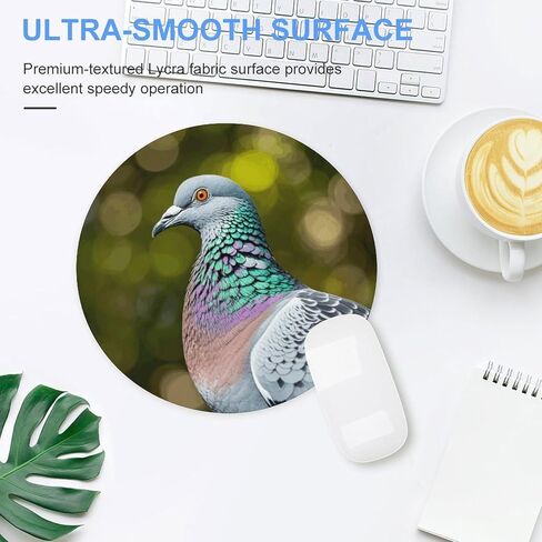 Grey Pigeon Round Mouse Mat 7.8 X 7.8 Inch Premium-Textured Mouse Pad with Non-Slip Rubber Base Funny Desk Mousepad for Office and Home Use in Saudi Arabia