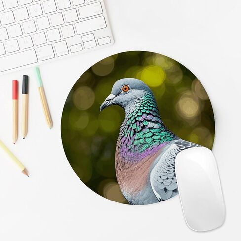Grey Pigeon Round Mouse Mat 7.8 X 7.8 Inch Premium-Textured Mouse Pad with Non-Slip Rubber Base Funny Desk Mousepad for Office and Home Use in Saudi Arabia