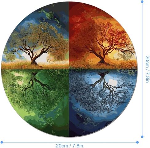 Four Season Tree of Life Round Mouse Mat 7.8 X 7.8 Inch Premium-Textured Mouse Pad with Non-Slip Rubber Base Funny Desk Mousepad for Office and Home Use in Saudi Arabia