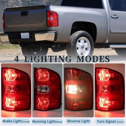 مجموعة مصابيح الذيل الخلفية VPIMOZO متوافقة مع 2007-2013 Silverado 1500 2500 3500HD OE Style مصباح فرامل المصابيح الخلفية للسائق الأيسر مع لمبة وتسخير يحل محل GM2800207 in Kuwait