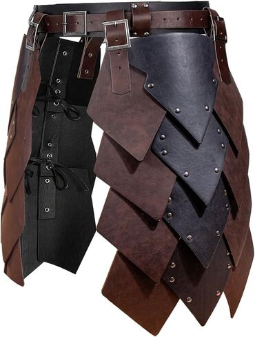 Medieval Belt Thigh Armor Retro Faux Leather Waist Guard LARP Knight Mercenary Weapon Props Renaissance Costume Accessory in Saudi Arabia