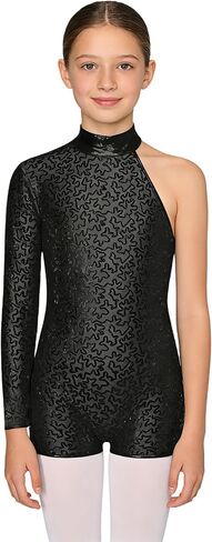 Shinsto Kids Girls Single Long Sleeve Gymnastics Leotard Sequins Ballet Dance Unitards Short Jumpsuit in Saudi Arabia