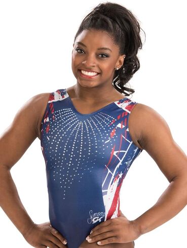 GK Gymnastics Simone Biles Leotard and Grip Bag Set - Red, White and Blue Bundle Size Adult Large in Kuwait