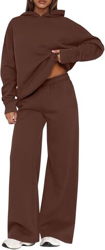 Womens 2 Piece Outfits Lounge Hoodie Sweatsuit Sets Oversized Sweatshirt Wide Leg Pant Set Tracksuit Loungewear Travel in Kuwait