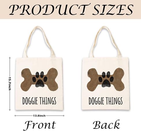 Dog Lover Tote Bag, Doggie Things Bone and Paw Print Canvas Handbag, Cute Pet Lover Reusable Shopping Bag for Grocery Beach Work, Gift for Dog Owners in Saudi Arabia