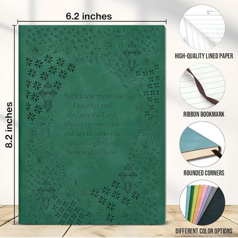 Dark Green Floral Christian Journal Religious Bible Verse Notebook Spiritual Gifts for Women Catholic, for I Know the Plans Dark Green Journal Notebook in Saudi Arabia