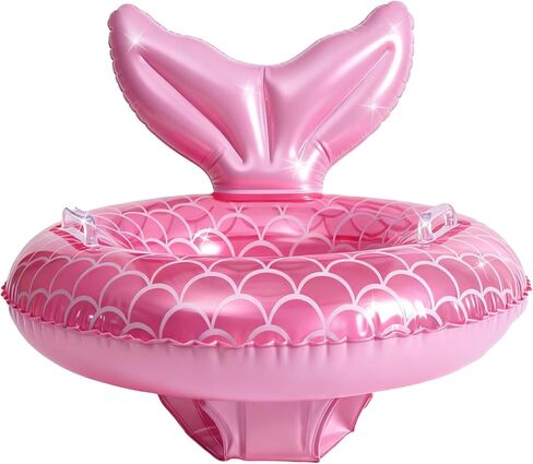 ZEYGLXC 2023 New Mermaid Baby Swimming Pool Floats 6-48 Months,Inflatable Pool Swim Ring with Seat and Handle for Babies Toddlers Infant Training Summer (1-Pink) in Kuwait