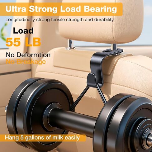 4 عبوات من خطافات مسند الرأس لخطافات مقعد السيارة لمسند الرأس، سميكة ومتينة، خطاف محفظة لخطاف تخزين مقعد السيارة، خطافات سيارة صديقة للبيئة من البولي بروبيلين للمحفظة/معدات الأطفال/حقيبة الصالة الرياضية/الكوب، تناسب قضبان مسند رأس السيارة مقاس 0.32-0.55 ب in Kuwait