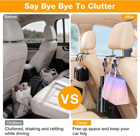 4 عبوات من خطافات مسند الرأس لخطافات مقعد السيارة لمسند الرأس، سميكة ومتينة، خطاف محفظة لخطاف تخزين مقعد السيارة، خطافات سيارة صديقة للبيئة من البولي بروبيلين للمحفظة/معدات الأطفال/حقيبة الصالة الرياضية/الكوب، تناسب قضبان مسند رأس السيارة مقاس 0.32-0.55 ب in Kuwait