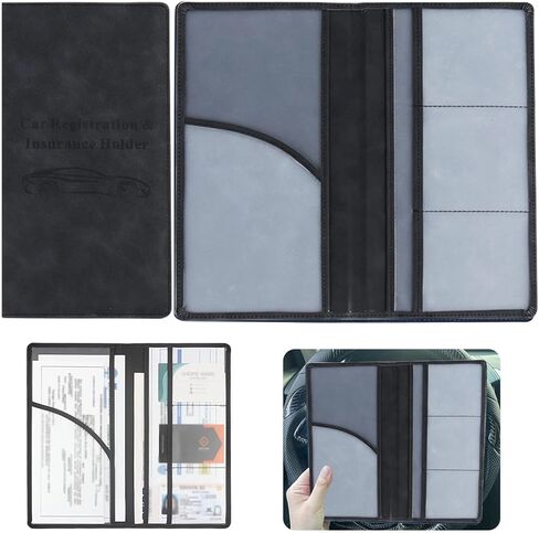 Car Document Holder, Vehicle Registration and Insurance Card Organizer with Closure, Compact Glove Box Wallet for License and Papers in Saudi Arabia