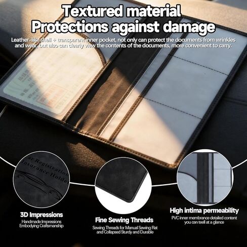 Car Document Holder, Vehicle Registration and Insurance Card Organizer with Closure, Compact Glove Box Wallet for License and Papers in Saudi Arabia