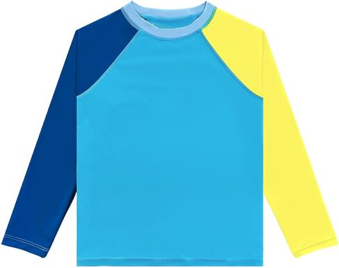 قميص سباحة WeVSwe للأولاد من Rash Guard بعامل حماية من الأشعة فوق البنفسجية 50+ قمصان ركوب الأمواج خالية من العلامات وأكمام طويلة وصديقة للبيئة معاد تدويرها من 2 إلى 12 سنة in Kuwait