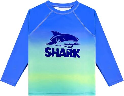قميص سباحة WeVSwe للأولاد من Rash Guard بعامل حماية من الأشعة فوق البنفسجية 50+ قمصان ركوب الأمواج خالية من العلامات وأكمام طويلة وصديقة للبيئة معاد تدويرها من 2 إلى 12 سنة in Kuwait