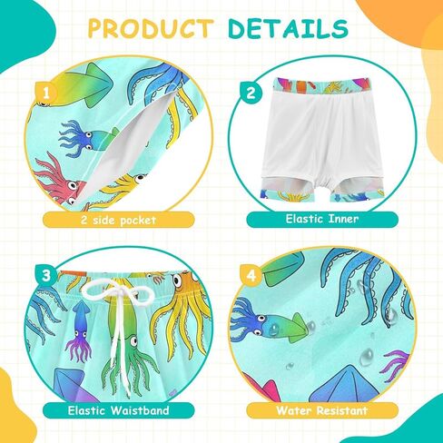 VIGTRO سروال سباحة للأولاد مع بطانة ضغط شورت سباحة سريع الجفاف، شورت للأولاد بدلة استحمام صيفية للأطفال 4T-13Y in Kuwait