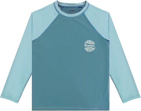 قميص سباحة WeVSwe للأولاد من Rash Guard بعامل حماية من الأشعة فوق البنفسجية 50+ قمصان ركوب الأمواج خالية من العلامات وأكمام طويلة وصديقة للبيئة معاد تدويرها من 2 إلى 12 سنة in Kuwait