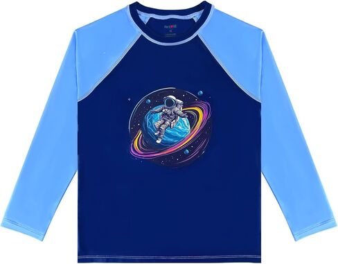 قميص سباحة WeVSwe للأولاد من Rash Guard بعامل حماية من الأشعة فوق البنفسجية 50+ قمصان ركوب الأمواج خالية من العلامات وأكمام طويلة وصديقة للبيئة معاد تدويرها من 2 إلى 12 سنة in Kuwait