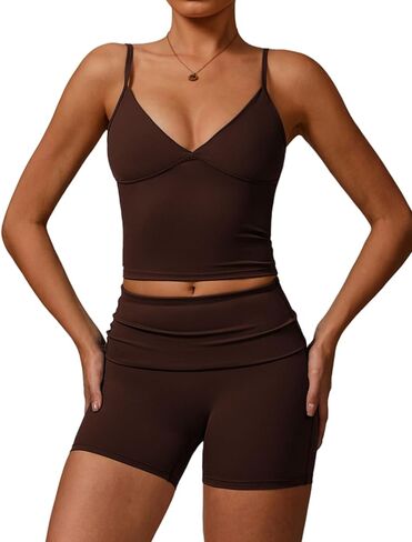 Two Piece Workout Sets For Women Tank Top Matching High Waist Tummy Control Shorts Gym Yoga Active Wear Outfits in Saudi Arabia