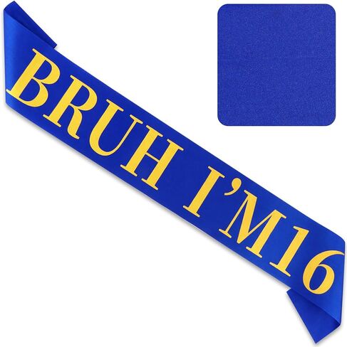 Canitor BRUH I'M 16 Birthday Sash Happy Funny 16th Birthday Decorations For Boy Girl 16 Year Old Boy Gifts (black) in Saudi Arabia