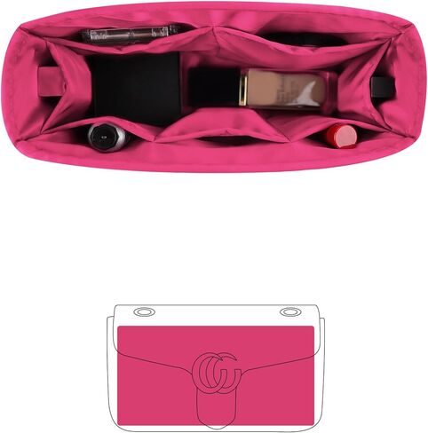 Purse Organizer Insert for GG Marmont Matelassé Shoulder Bag, Soft-touch Purse Insert for GG Marmont, Practical Inner Bag with Pockets for Storage (Magnolia, Medium31) in Saudi Arabia