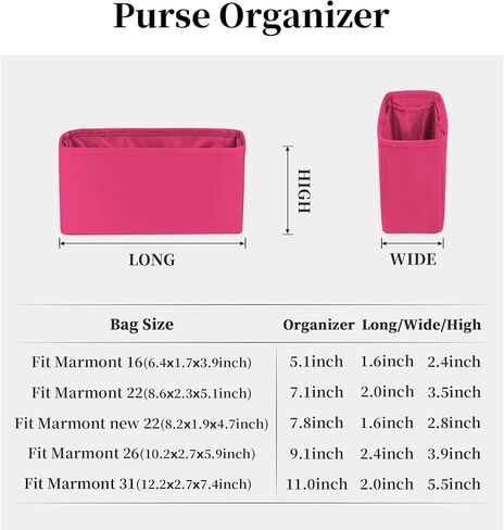 Purse Organizer Insert for GG Marmont Matelassé Shoulder Bag, Soft-touch Purse Insert for GG Marmont, Practical Inner Bag with Pockets for Storage (Magnolia, Medium31) in Saudi Arabia